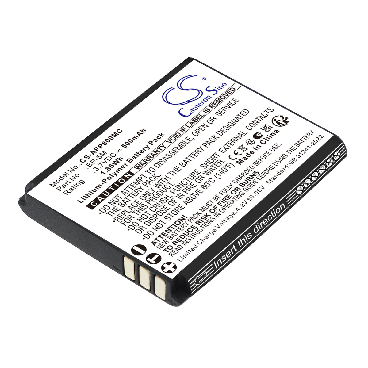 Replacement Battery for AgfaPhoto Realishot WP8000 – Camera – 500mAh / 3.7V