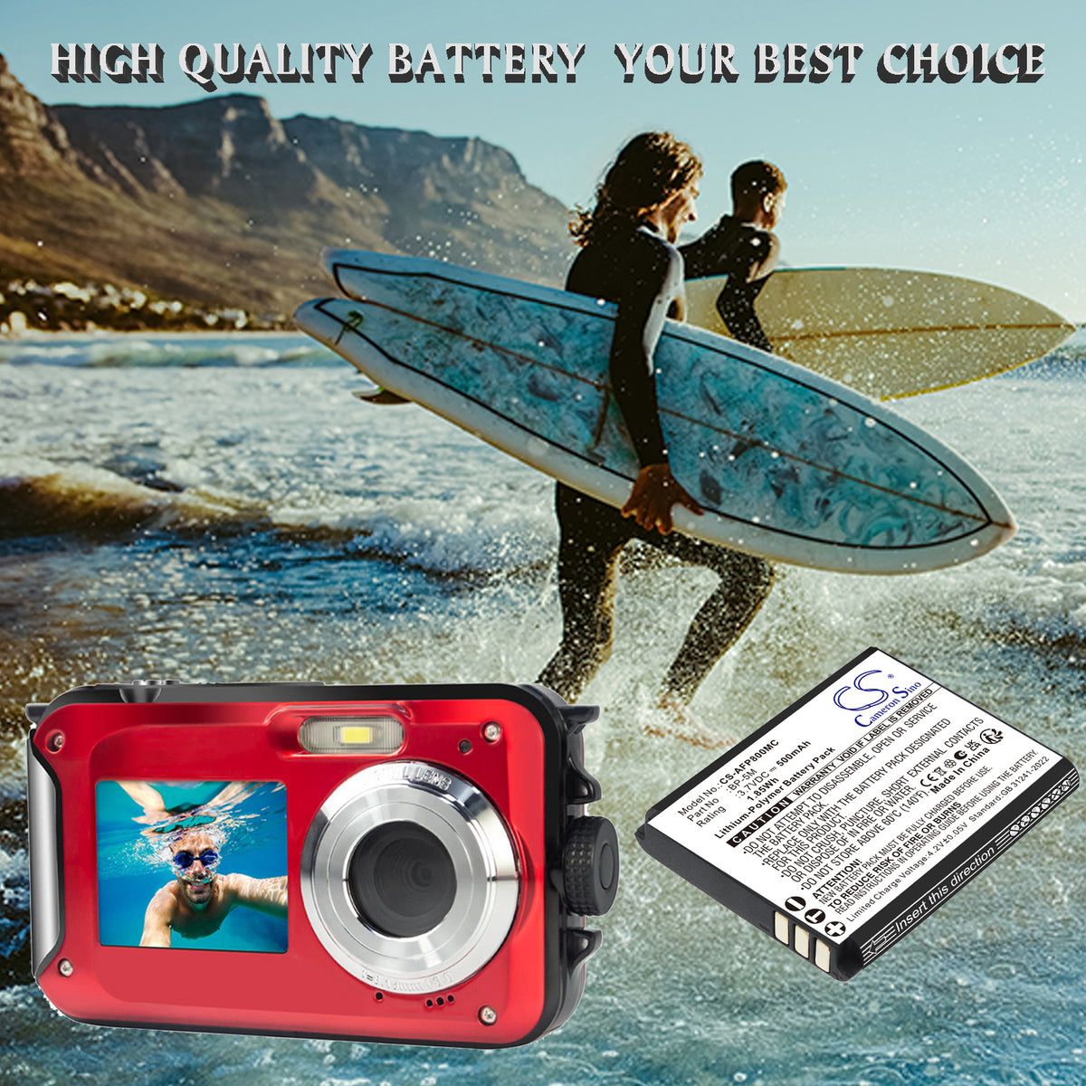 Replacement Battery for AgfaPhoto Realishot WP8000 – Camera – 500mAh / 3.7V