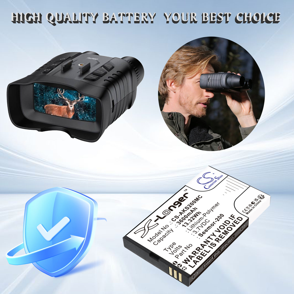 Replacement Battery for AKASO Seemor 200 – Camera – 3600mAh / 3.7V