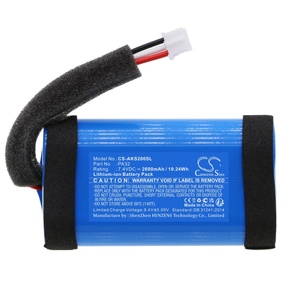 Replacement Battery for Anker  A3161 – Speaker – 2600mAh / 19.24Wh / 7.4V