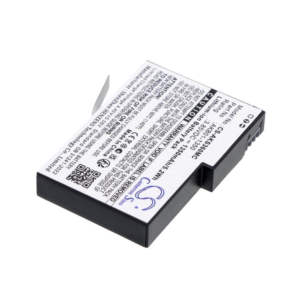 Replacement Battery for AKASO 360 Action Camera – Camera – 1350mAh / 3.85V