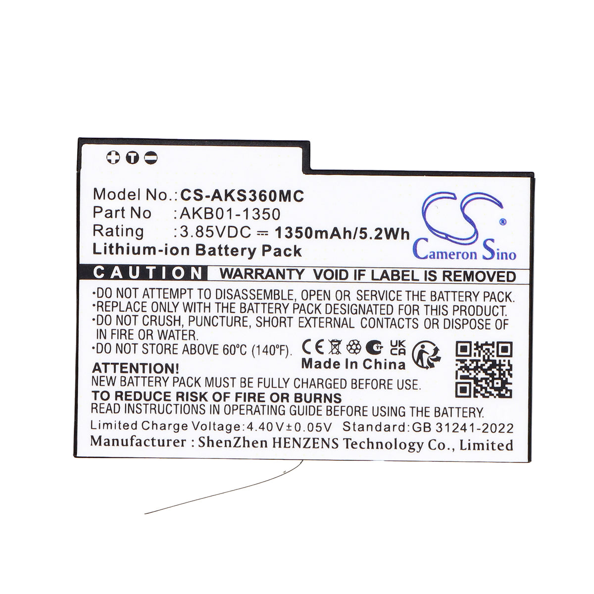 Replacement Battery for AKASO 360 Action Camera – Camera – 1350mAh / 3.85V