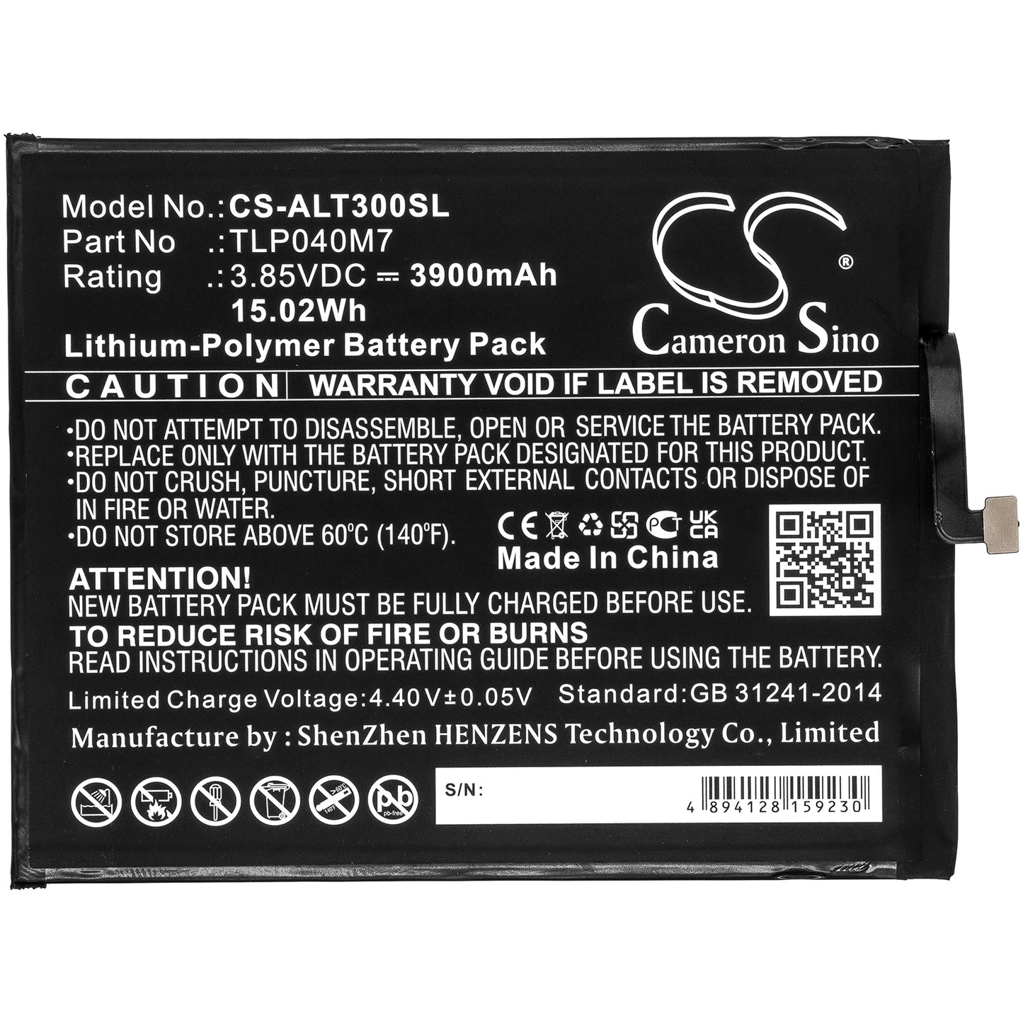 Replacement Battery for Alcatel 3T – Tablet – 3900mAh / 3.85V - image 3