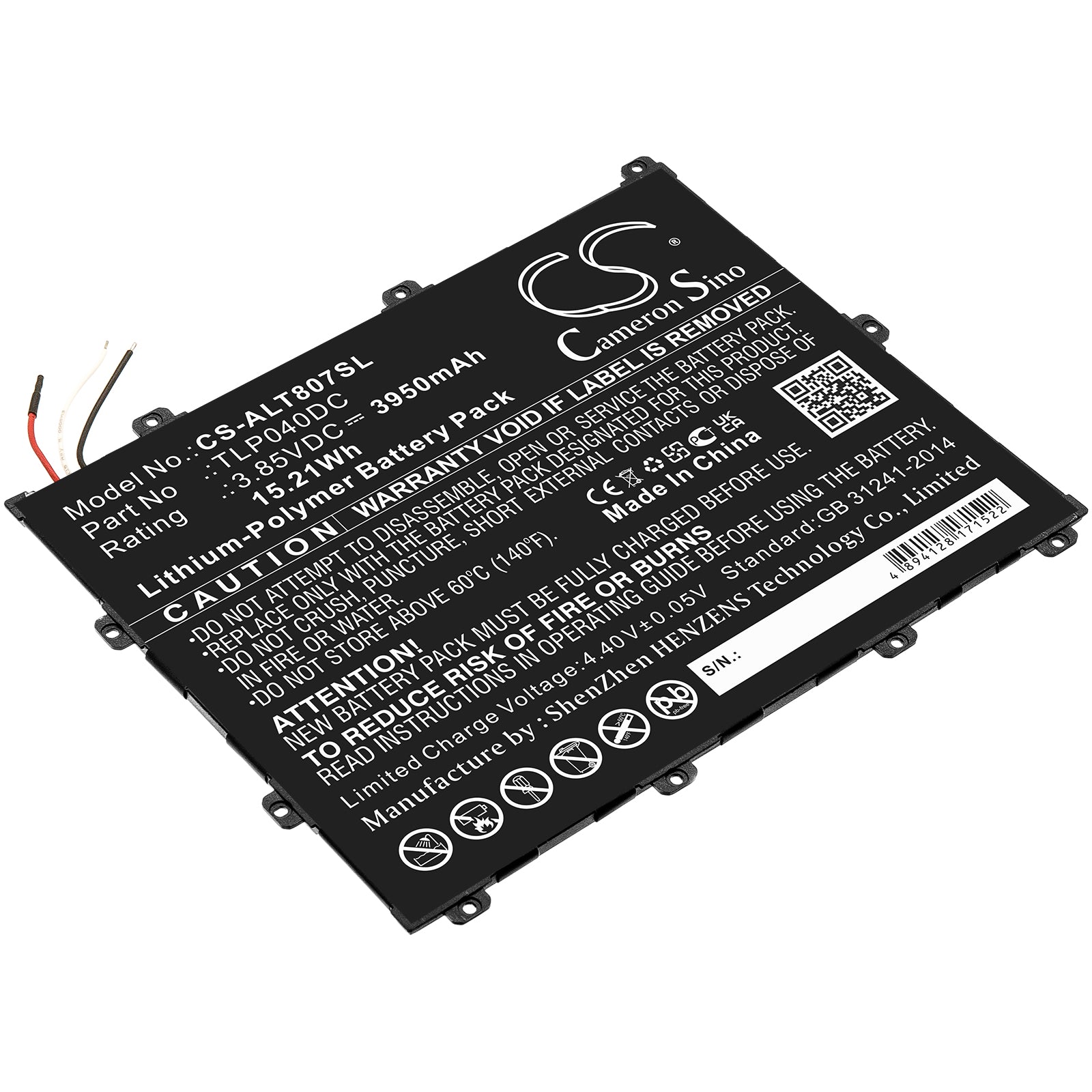 Replacement Battery for Alcatel One Touch Pixi 3 8 – Tablet – 3950mAh / 3.85V - image 1