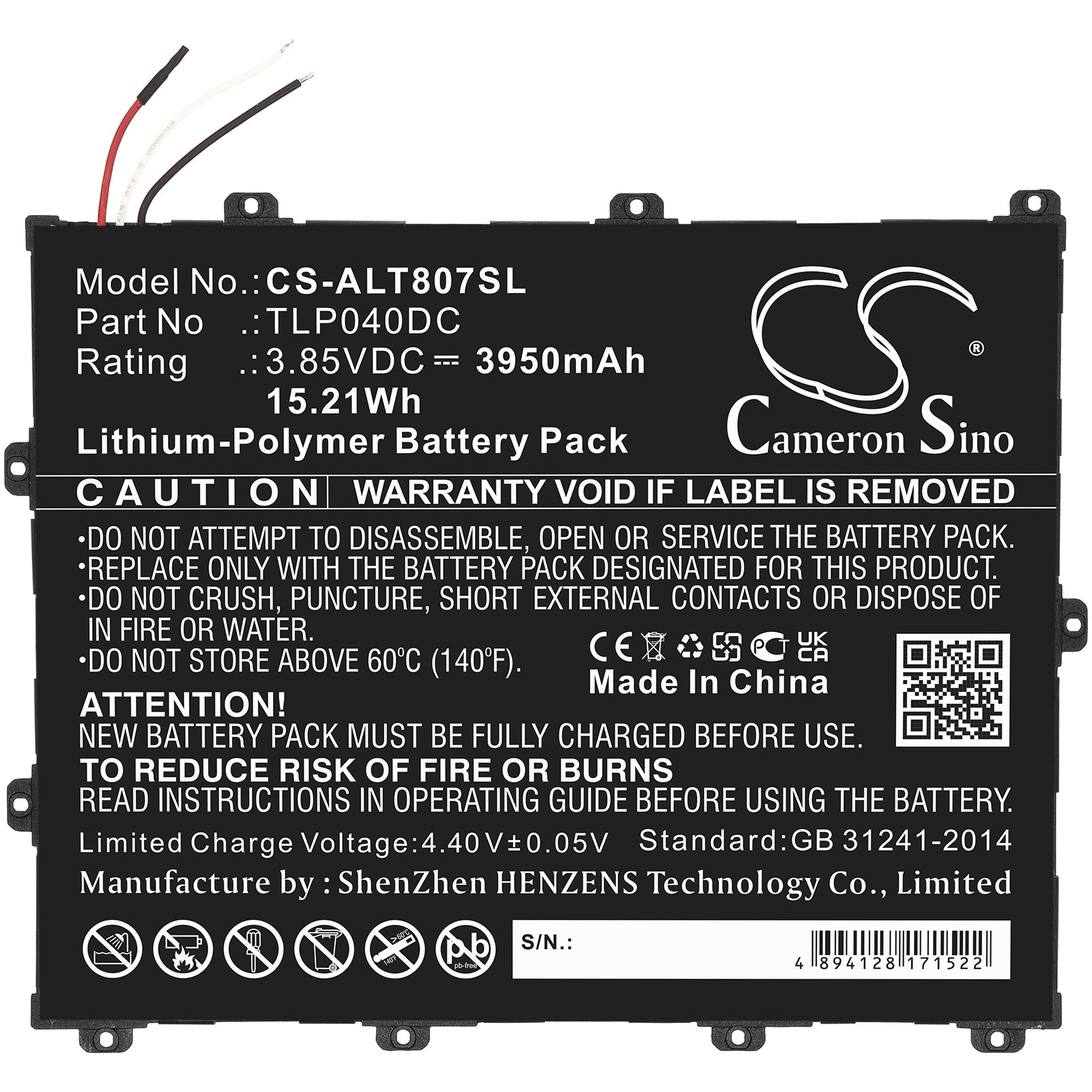 Replacement Battery for Alcatel One Touch Pixi 3 8 – Tablet – 3950mAh / 3.85V - image 3