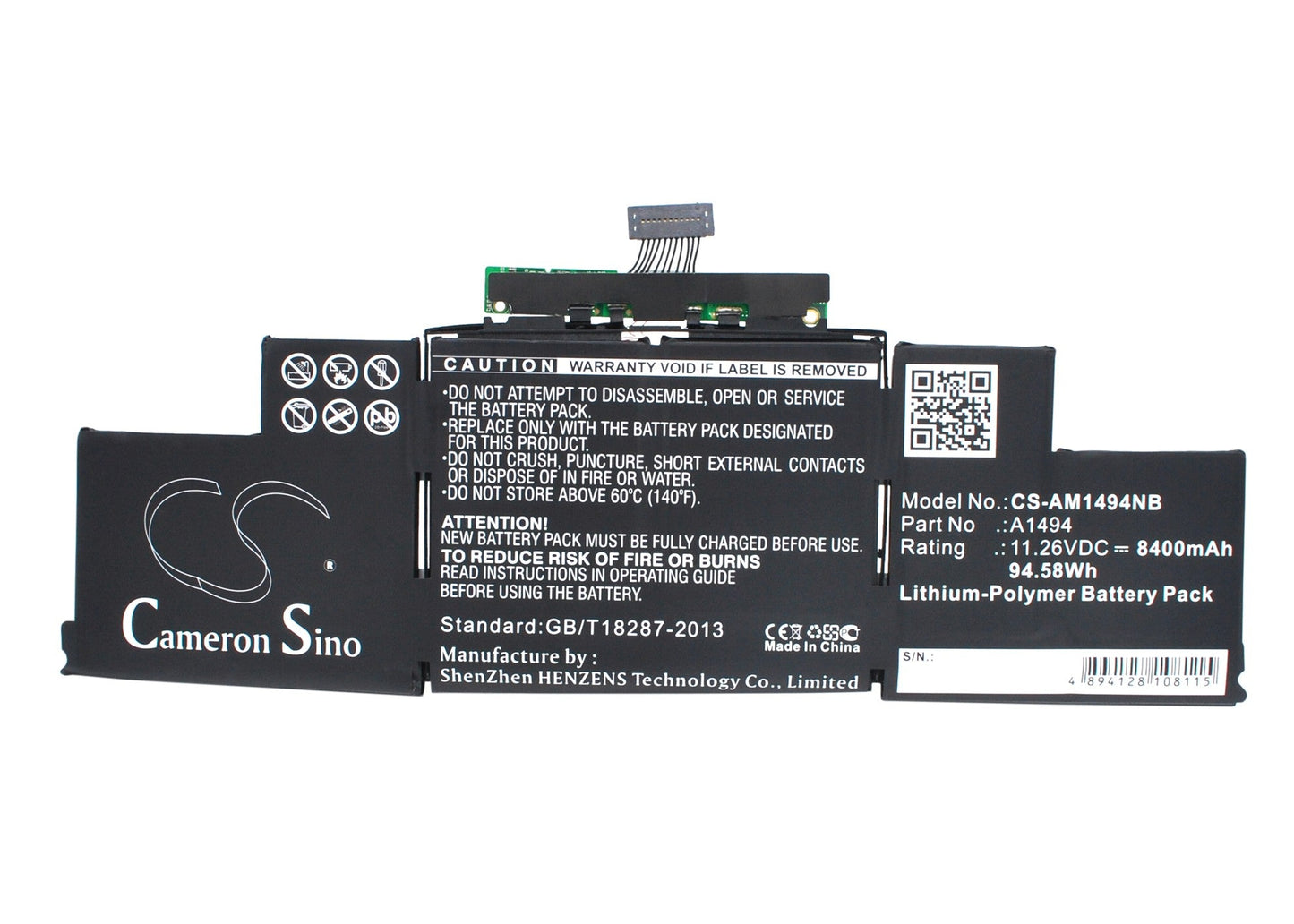 Replacement Battery for Apple  MacBook Pro Retina Display 15" – Notebook, Laptop – 8400mAh / 94.58Wh / 11.26V
