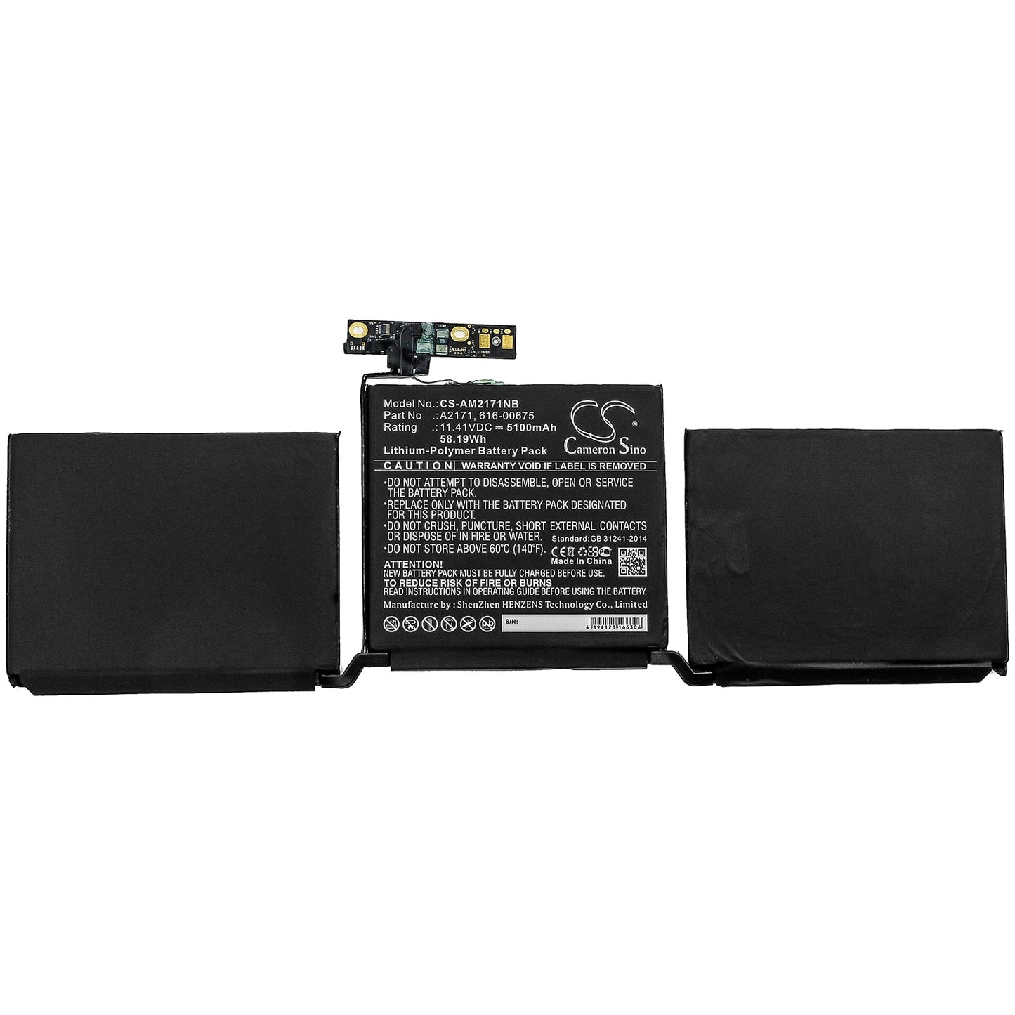 Replacement Battery for Apple  MacBook Pro 13 Inch Two Thunde – Notebook, Laptop – 5100mAh / 58.19Wh / 11.41V