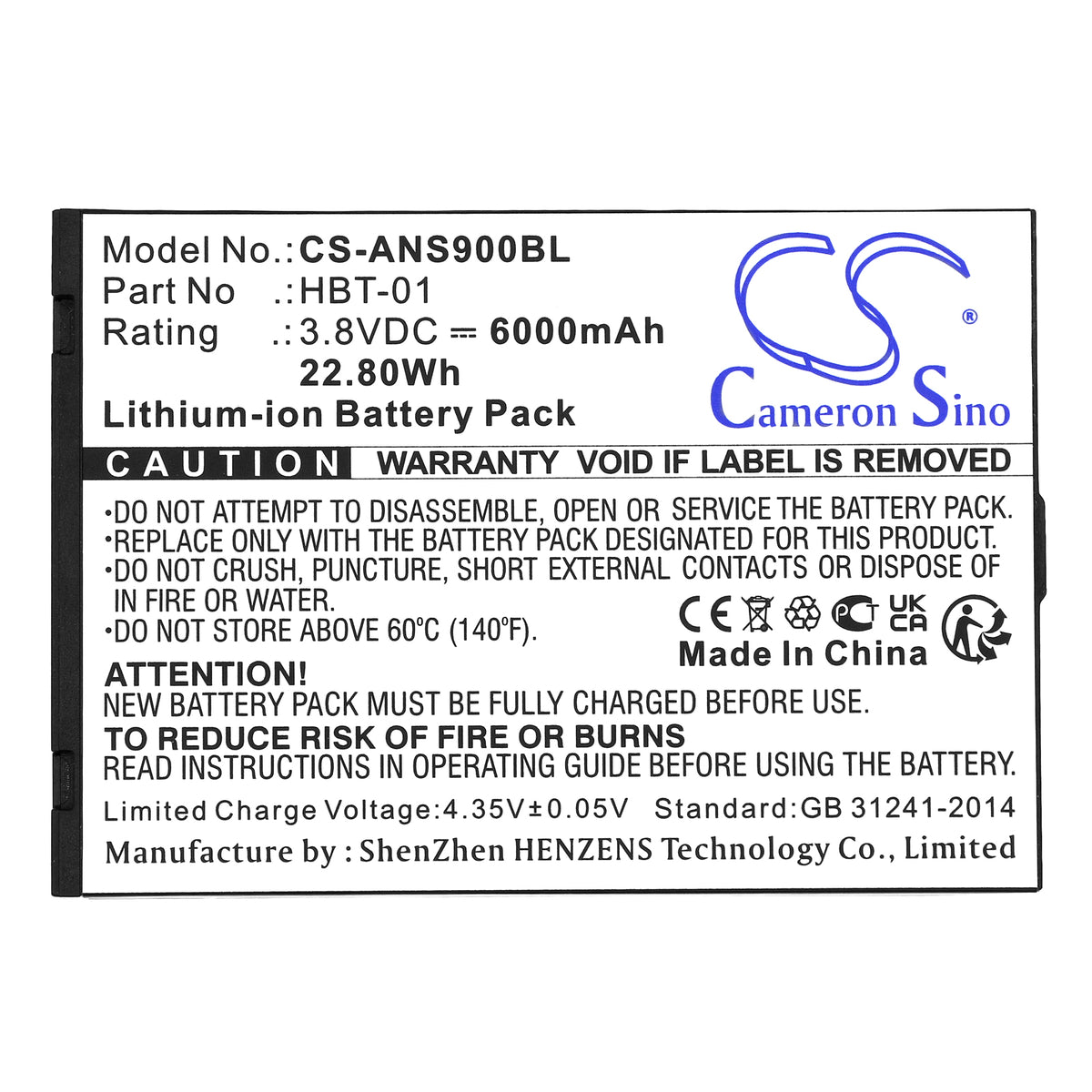 Replacement Battery for Aisino A90 – Payment Terminal – 6000mAh / 3.8V