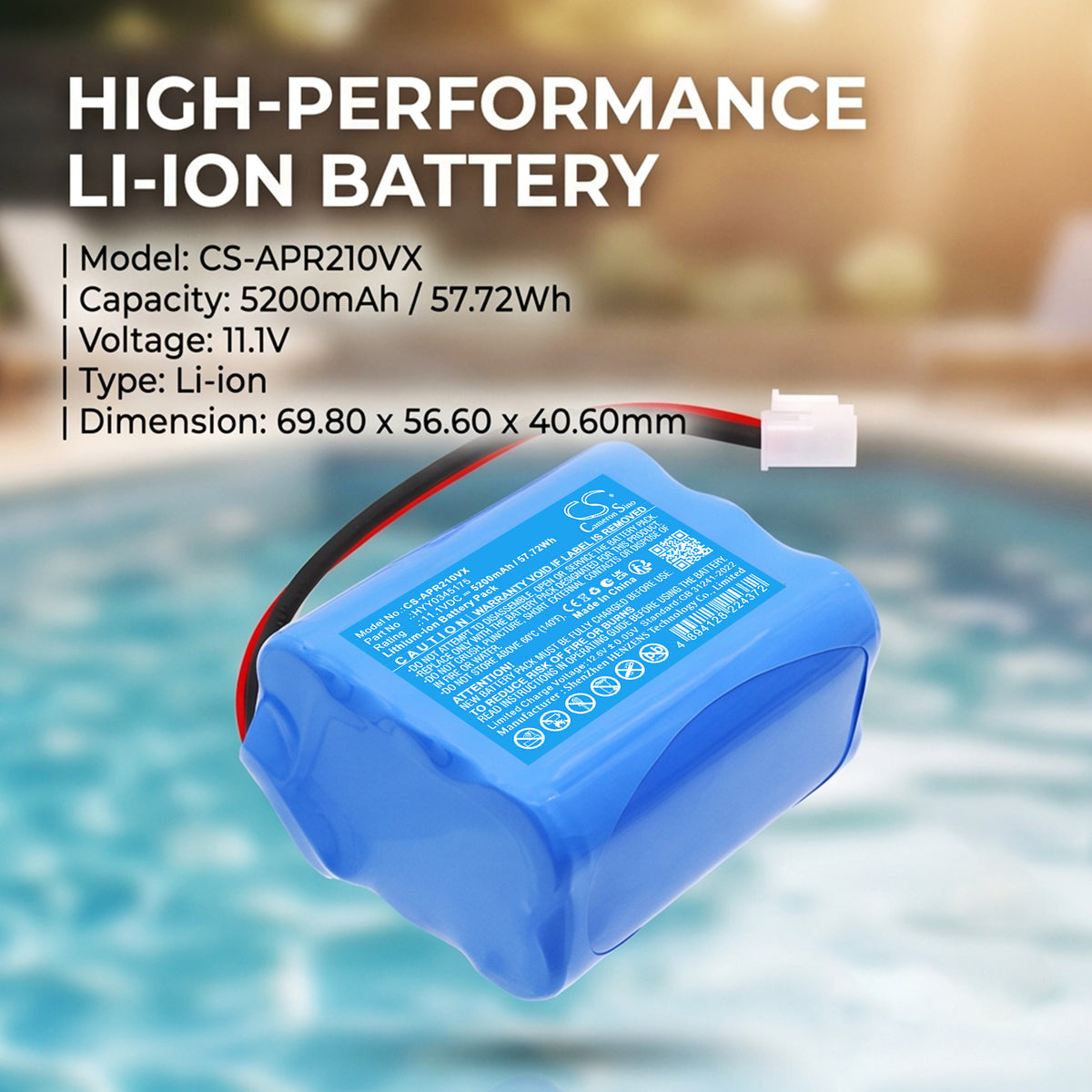 Replacement Battery for Aiper – Robotic Pool Cleaner – 5200mAh / 11.1V