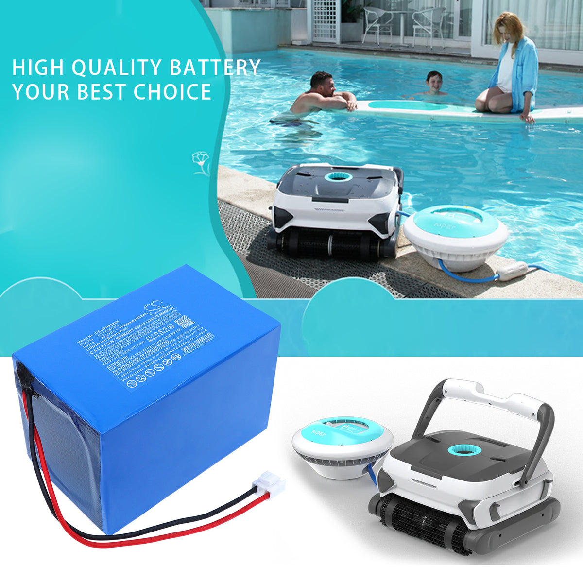 Replacement Battery for Aiper – Robotic Pool Cleaner – 10000mAh / 25.2V