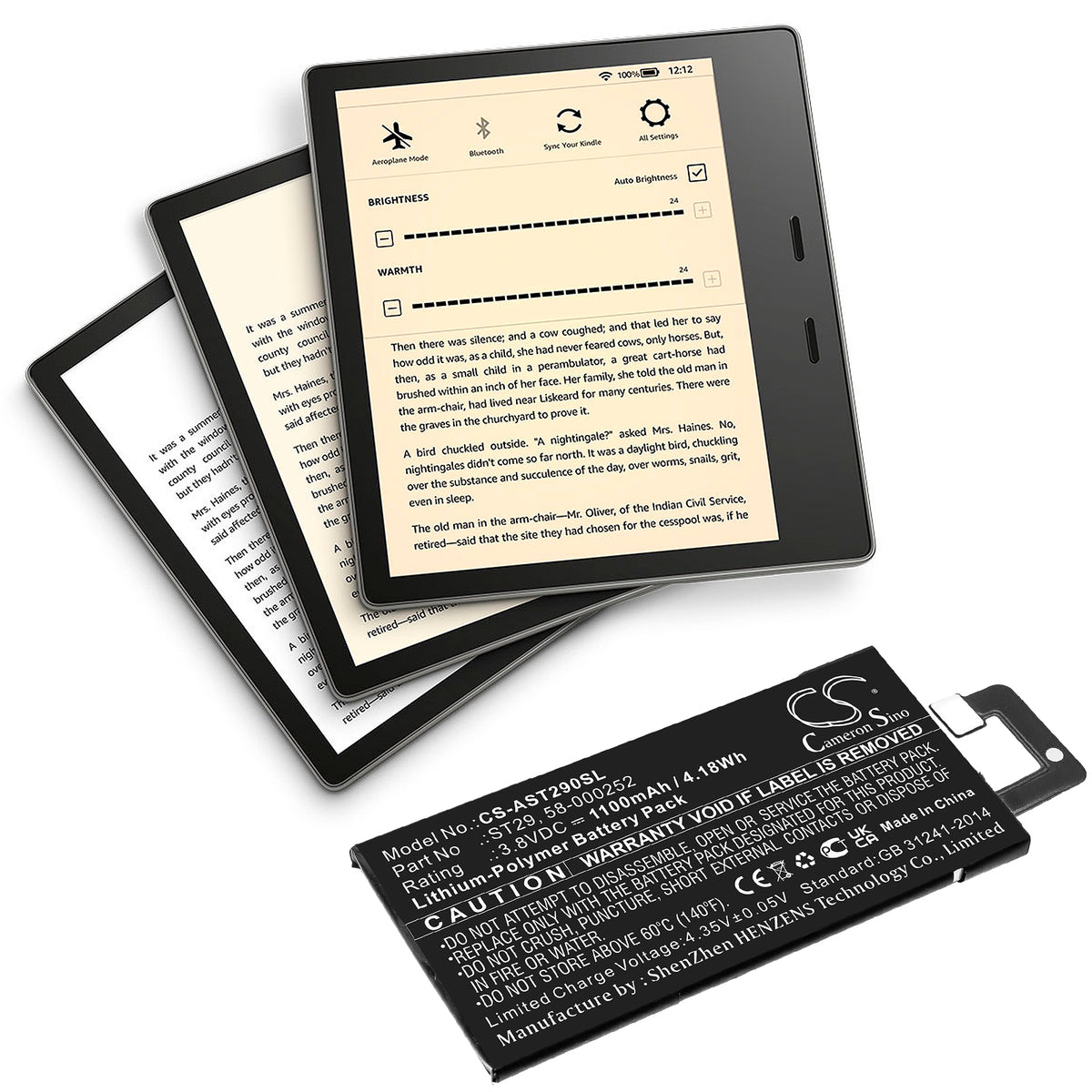 Replacement Battery for Amazon Kindle Oasis 3 – E-book, E-reader – 1100mAh / 3.8V