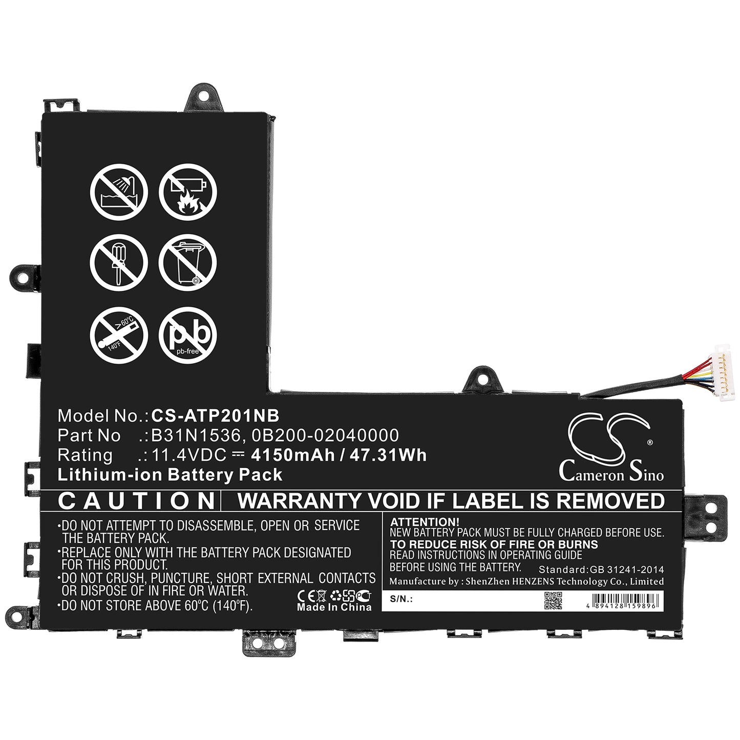 Replacement Battery for Asus TP201 – Notebook, Laptop – 4150mAh / 11.4V - image 3