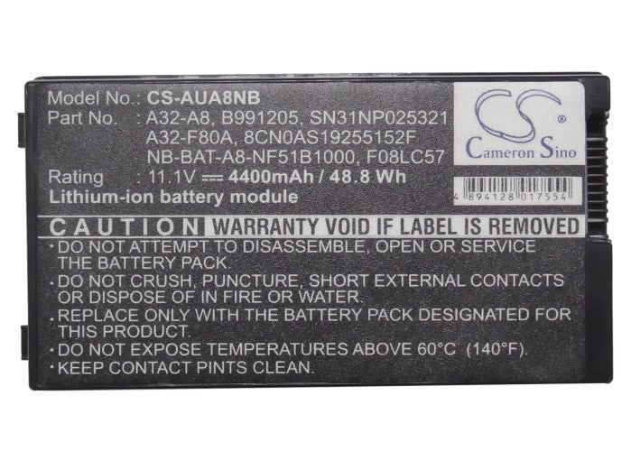 Replacement Battery for Asus  A8 – Notebook, Laptop – 4400mAh/48.84Wh / 11.1V