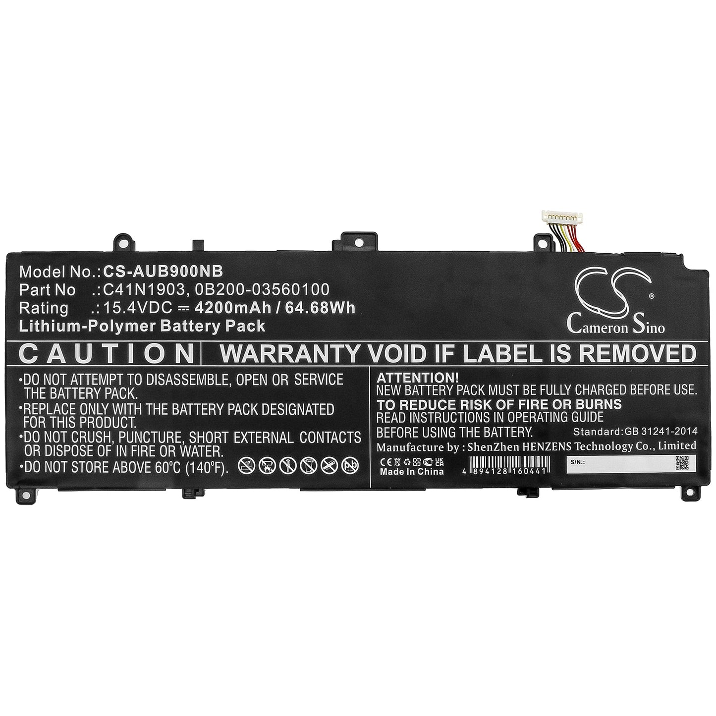 Replacement Battery for Asus  B9450FA-BM0160R – Notebook, Laptop – 4200mAh / 64.68Wh / 15.4V