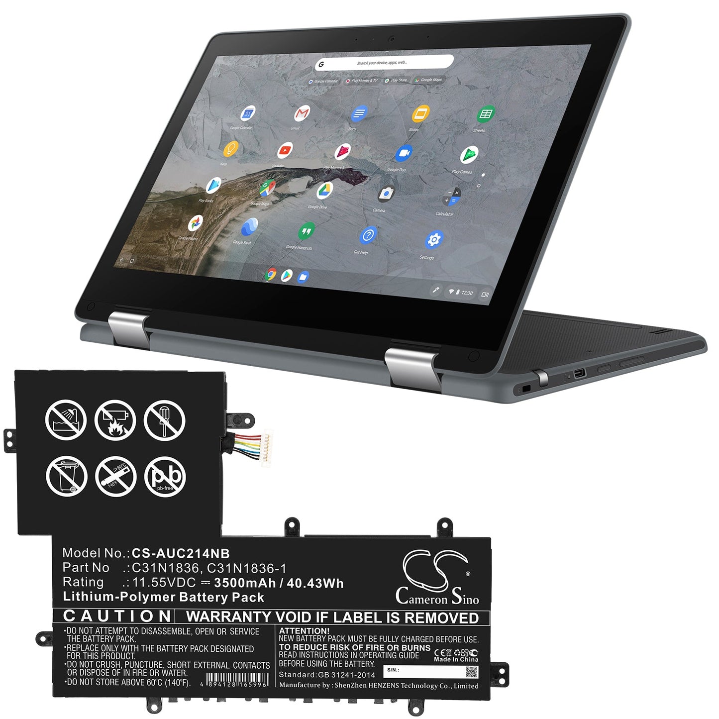 Replacement Battery for Asus  C204MA-1A – Notebook, Laptop – 3500mAh / 40.43Wh / 11.55V