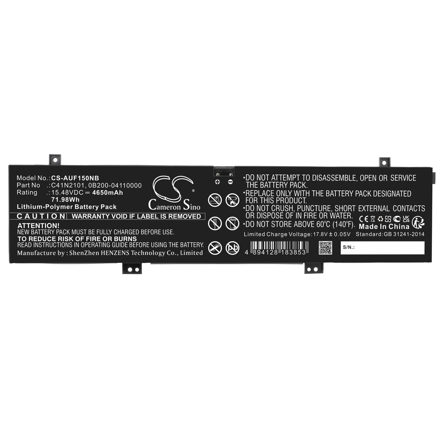 Replacement Battery for Asus TUF Dash F15 FX517ZE-HN046W – Notebook, Laptop – 4650mAh / 15.48V - image 3