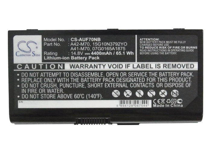 Replacement Battery for Asus  F70 – Notebook, Laptop – 4400mAh / 65.12Wh / 14.8V
