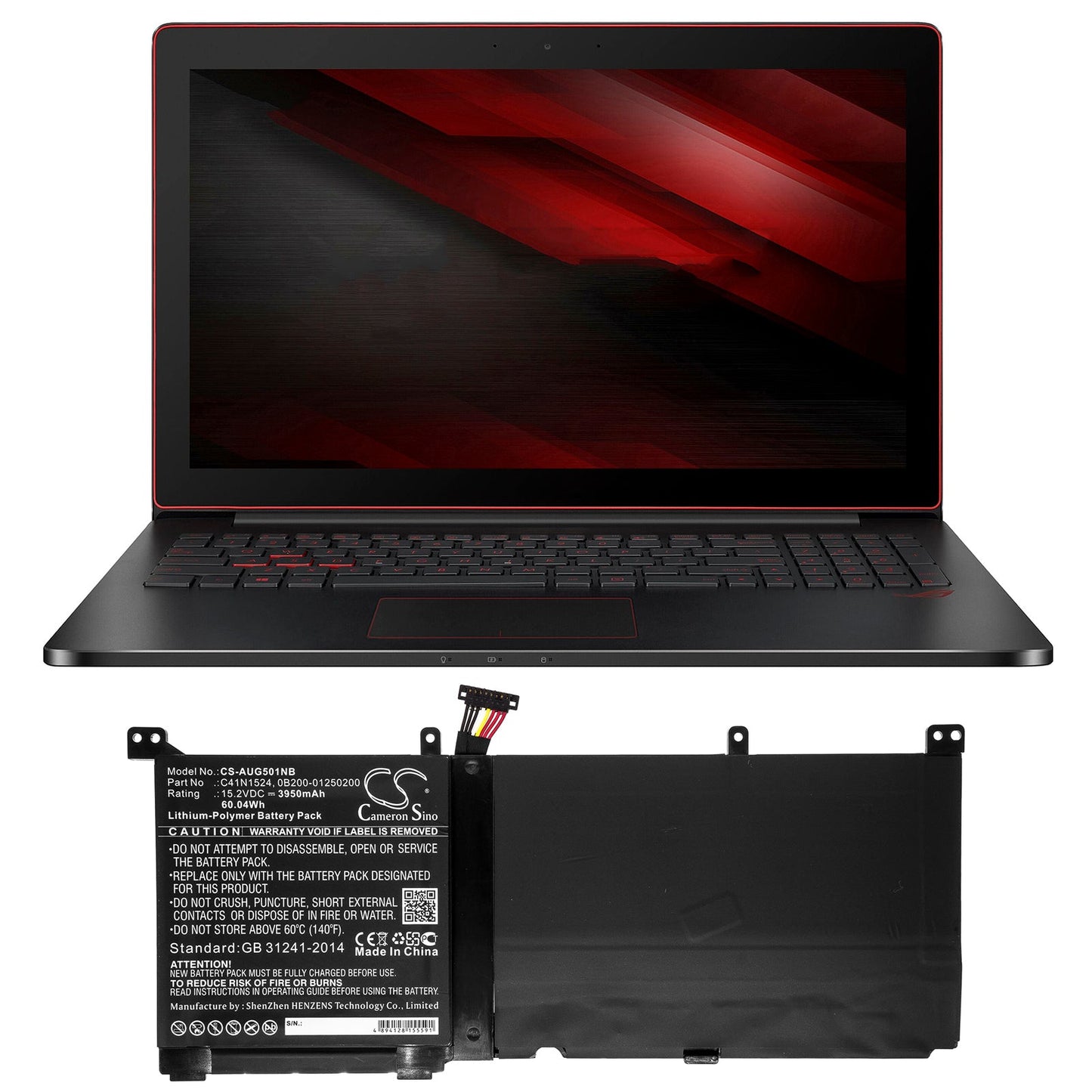 Replacement Battery for Asus  N501VW-2B – Notebook, Laptop – 3950mAh / 60.04Wh / 15.2V