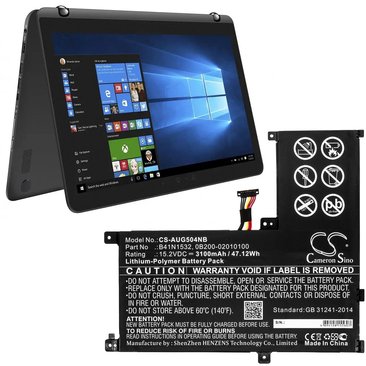 Replacement Battery for Asus  Q504U – Notebook, Laptop – 3100mAh / 47.12Wh / 15.2V