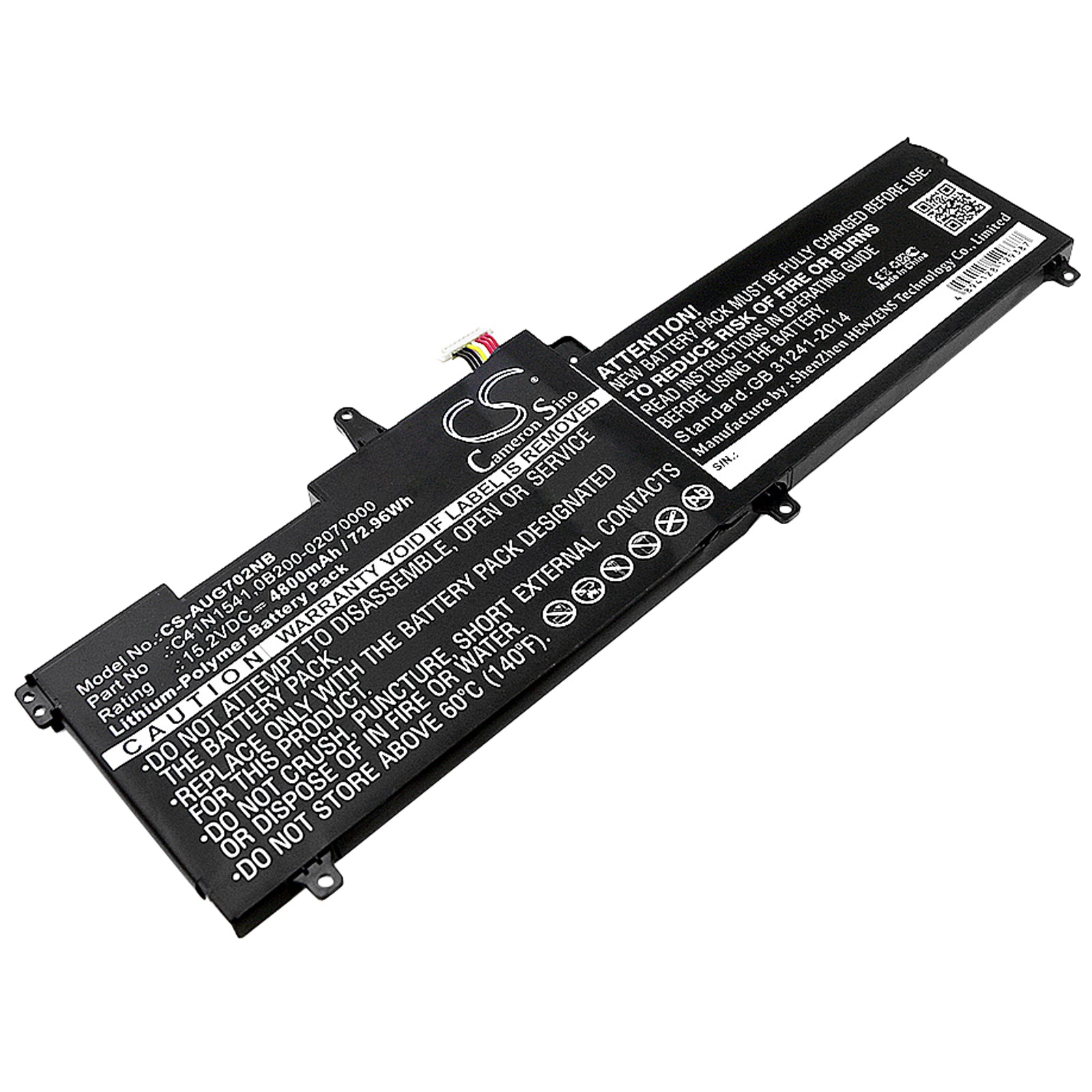 Replacement Battery for Asus GL702 – Notebook, Laptop – 4800mAh / 15.2V - image 1