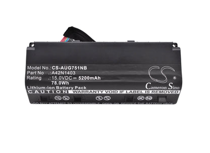 Replacement Battery for Asus  G751 – Notebook, Laptop – 5200mAh / 78.00Wh / 15.0V