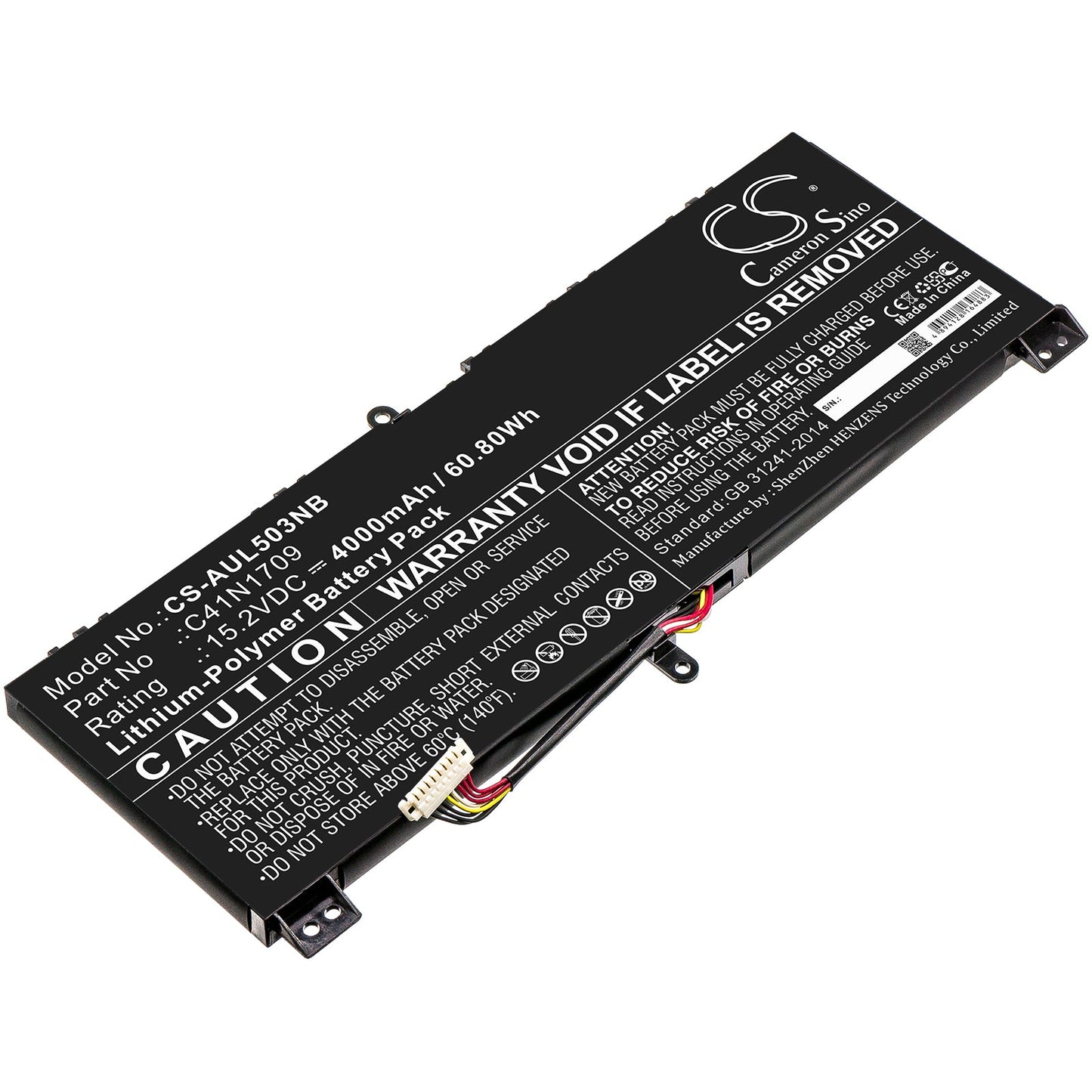 Replacement Battery for Asus  GL503VS – Notebook, Laptop – 4000mAh / 60.80Wh / 15.2V