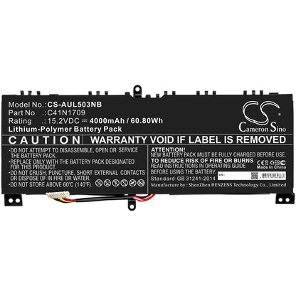 Replacement Battery for Asus  GL503VS – Notebook, Laptop – 4000mAh / 60.80Wh / 15.2V