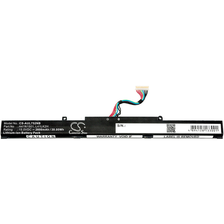 Replacement Battery for Asus  GL752JW – Notebook, Laptop – 2600mAh / 39.00Wh / 15.0V