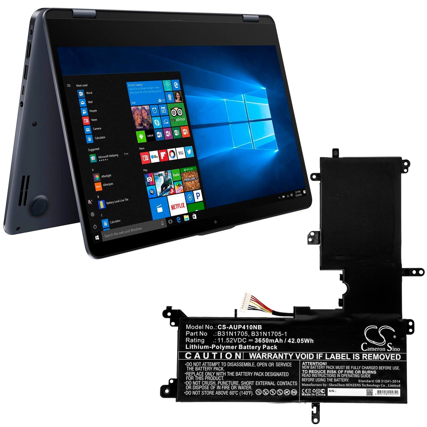 Replacement Battery for Asus  Q405UA – Notebook, Laptop – 3650mAh / 42.05Wh / 11.52V
