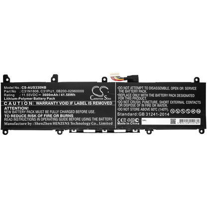 Replacement Battery for Asus  adol 13 – Notebook, Laptop – 3600mAh / 41.58Wh / 11.55V