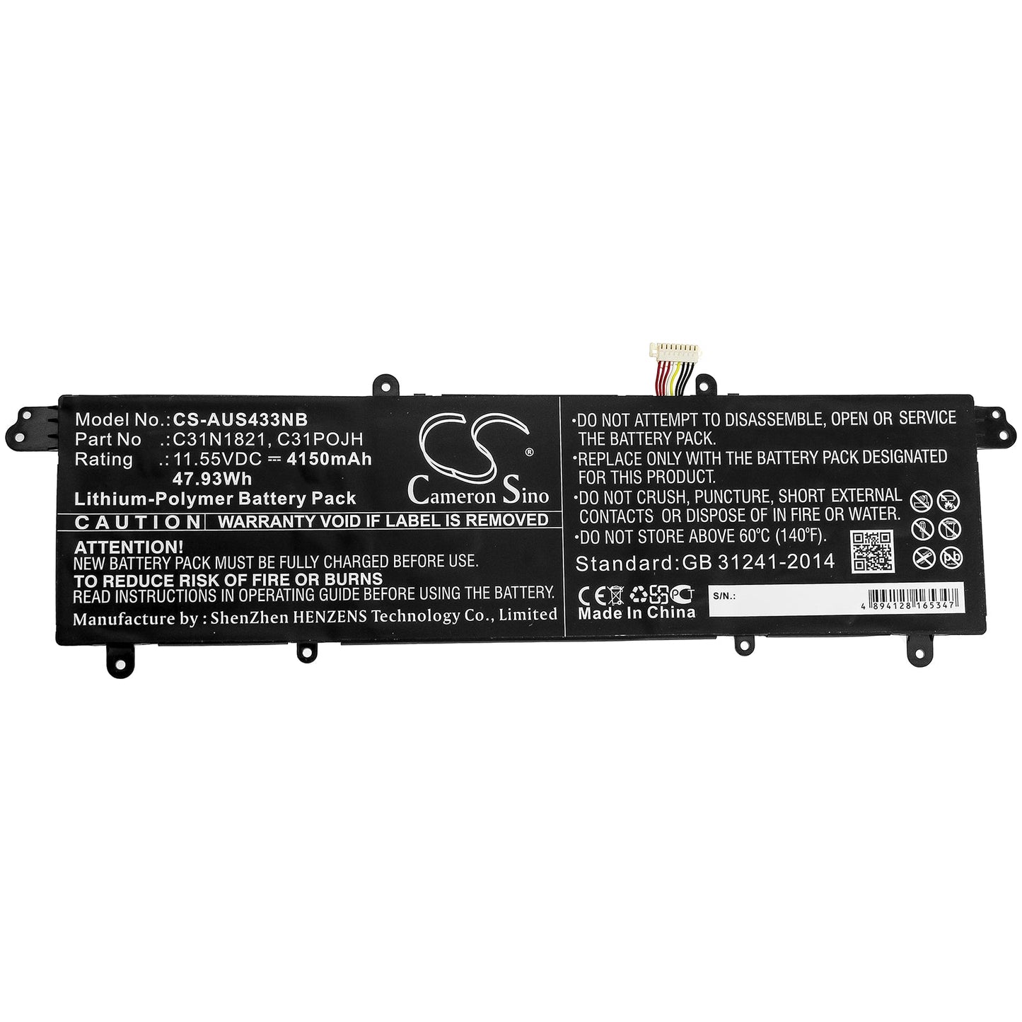 Replacement Battery for Asus  UX3000XN – Notebook, Laptop – 4150mAh / 47.93Wh / 11.55V