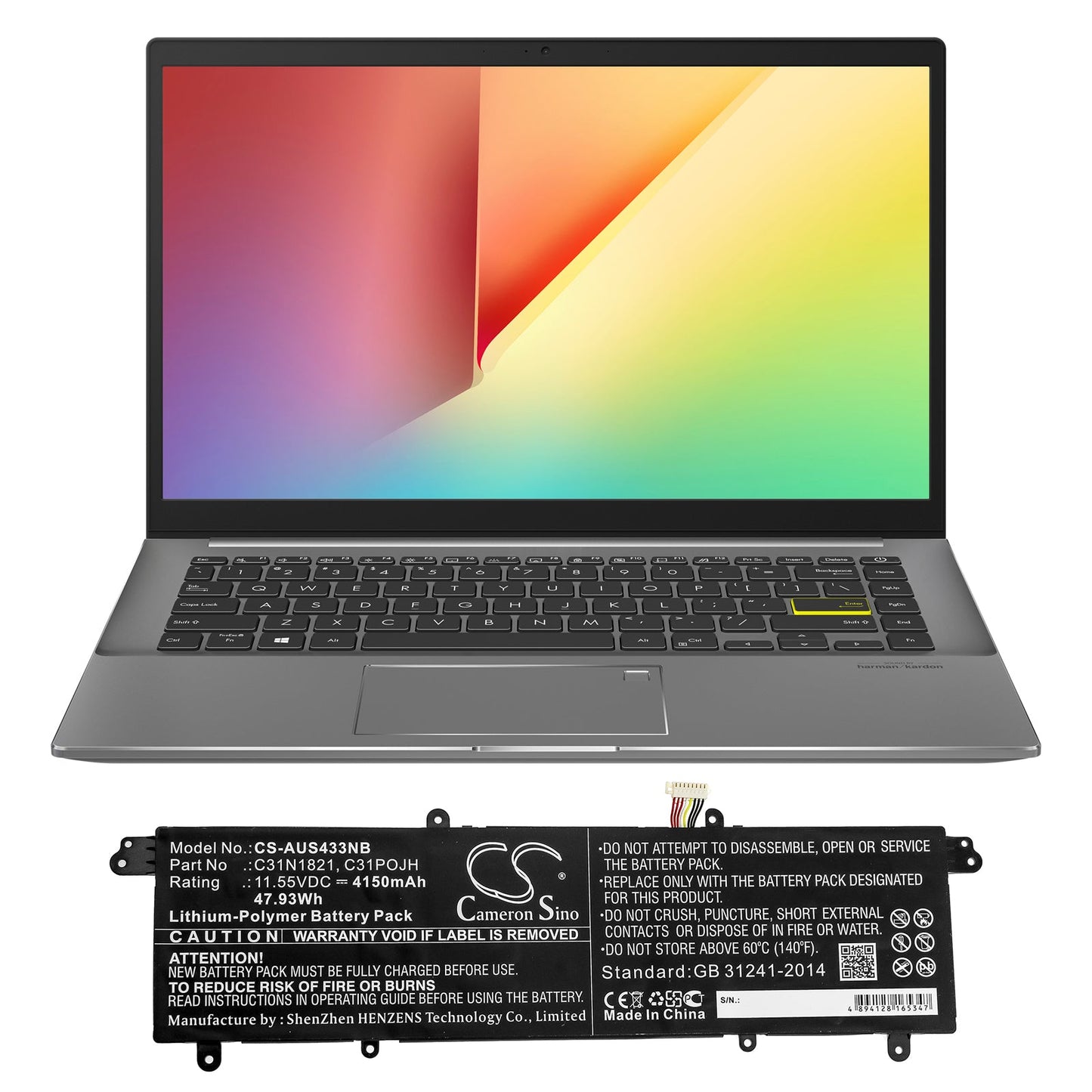 Replacement Battery for Asus  UX3000XN – Notebook, Laptop – 4150mAh / 47.93Wh / 11.55V