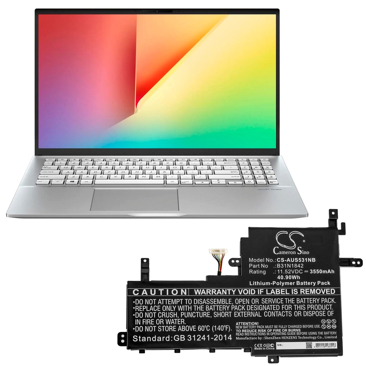 Replacement Battery for Asus  K531FA – Notebook, Laptop – 3550mAh / 40.90Wh / 11.52V