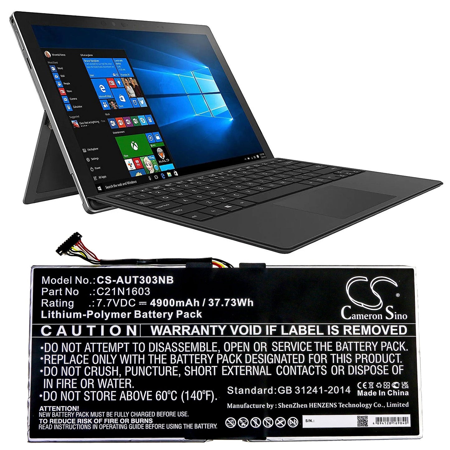 Replacement Battery for Asus  B9440UA – Notebook, Laptop – 4900mAh / 37.73Wh / 7.7V