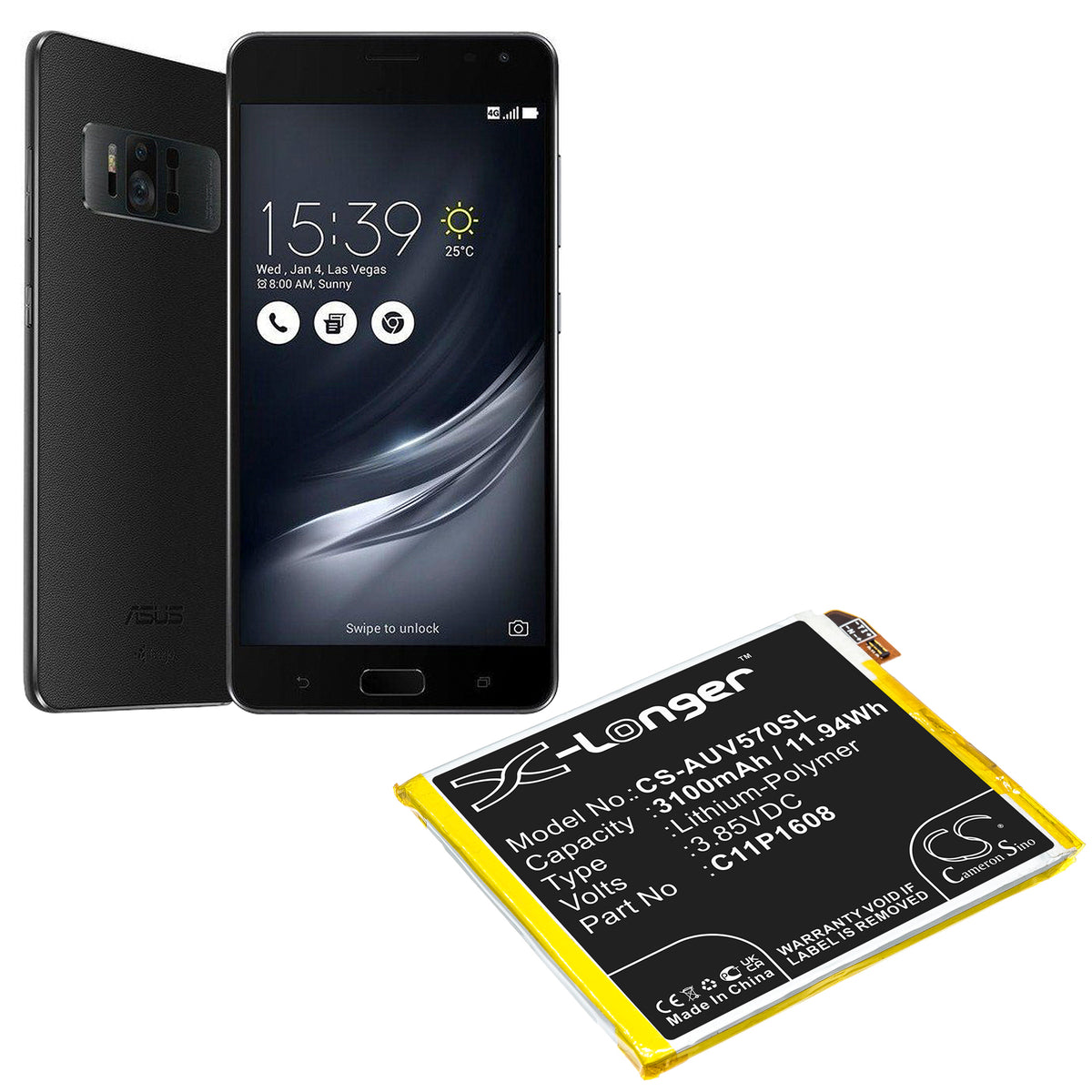 Replacement Battery for Asus ZenFone AR – Mobile, SmartPhone – 3100mAh / 3.85V