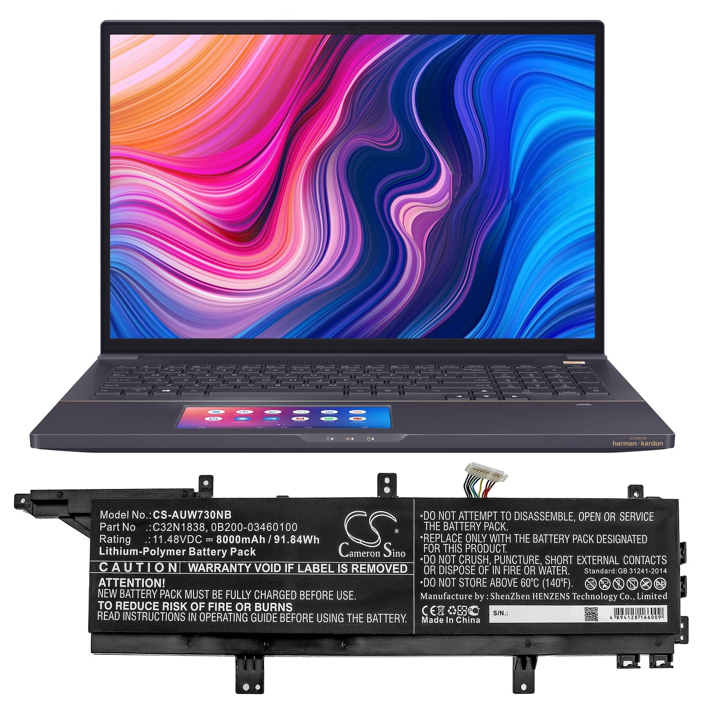Replacement Battery for Asus  ProArt StudioBook Pro X W730G5 – Notebook, Laptop – 8000mAh / 91.84Wh / 11.48V