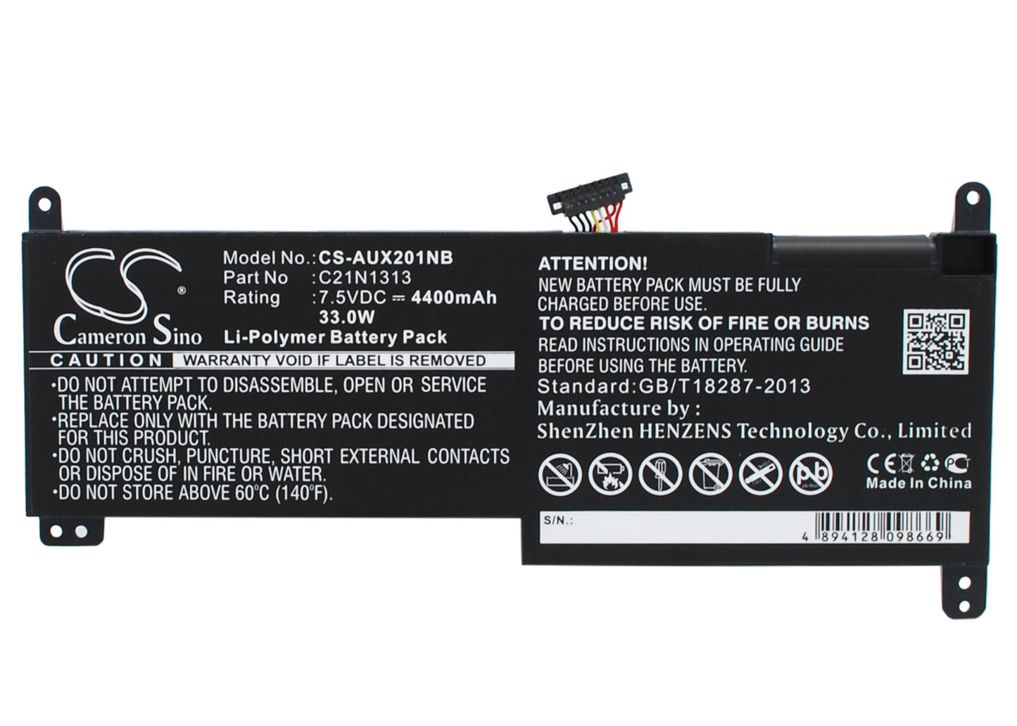 Replacement Battery for Asus Transformer Book Trio TX201 – Notebook, Laptop – 4400mAh / 7.5V - image 1