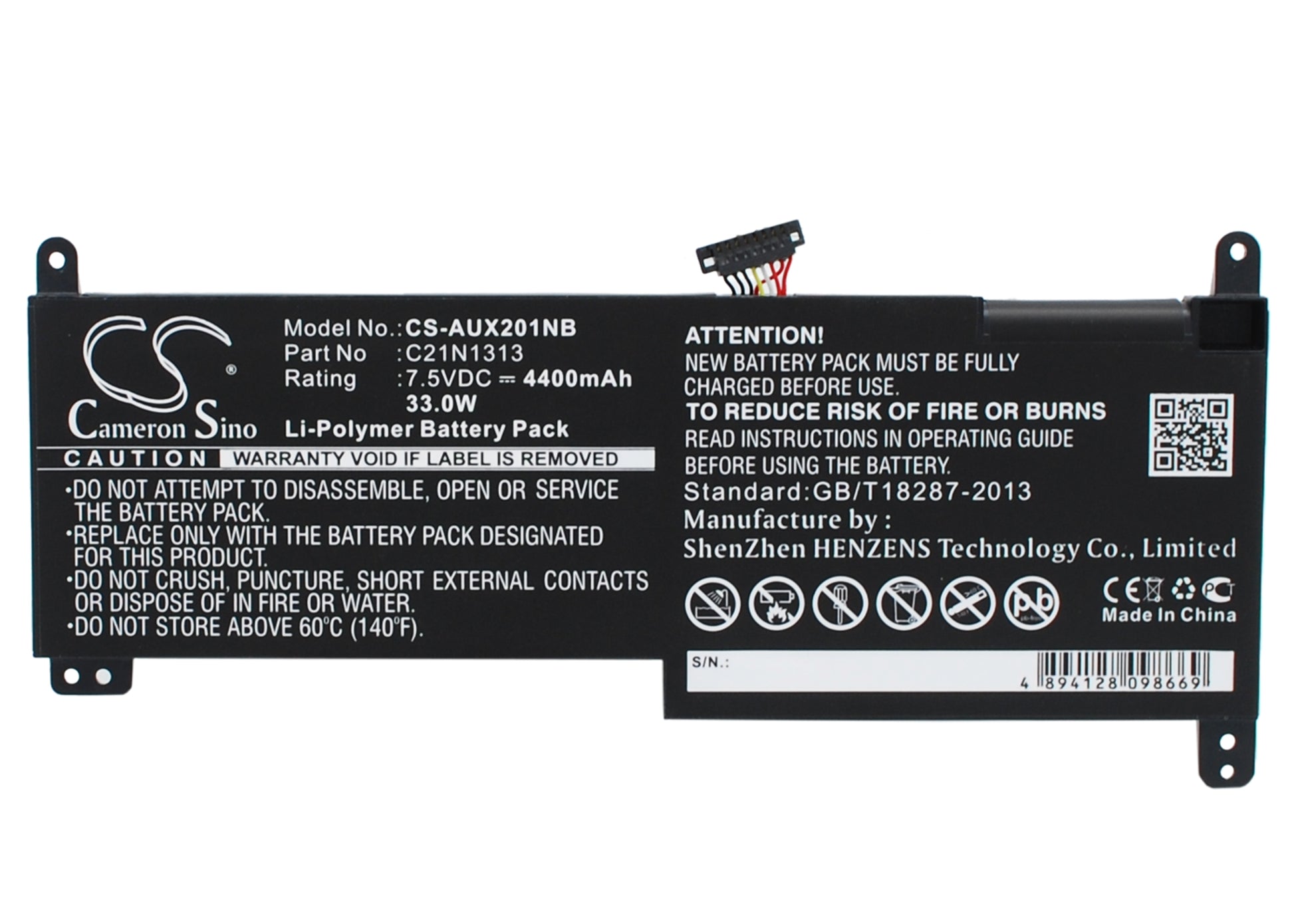 Replacement Battery for Asus Transformer Book Trio TX201 – Notebook, Laptop – 4400mAh / 7.5V - image 1