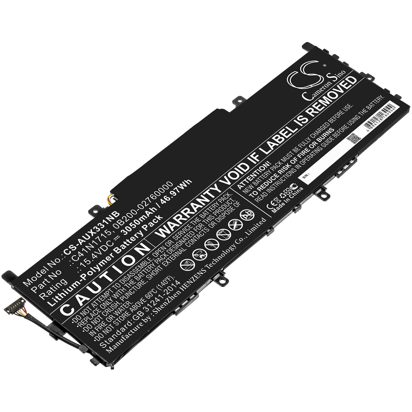 Replacement Battery for Asus  U3100FN – Notebook, Laptop – 3050mAh / 46.97Wh / 15.4V