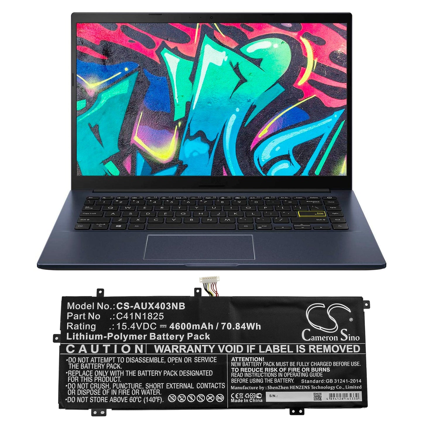 Replacement Battery for Asus  ADOL I403FA – Notebook, Laptop – 4600mAh / 70.84Wh / 15.4V