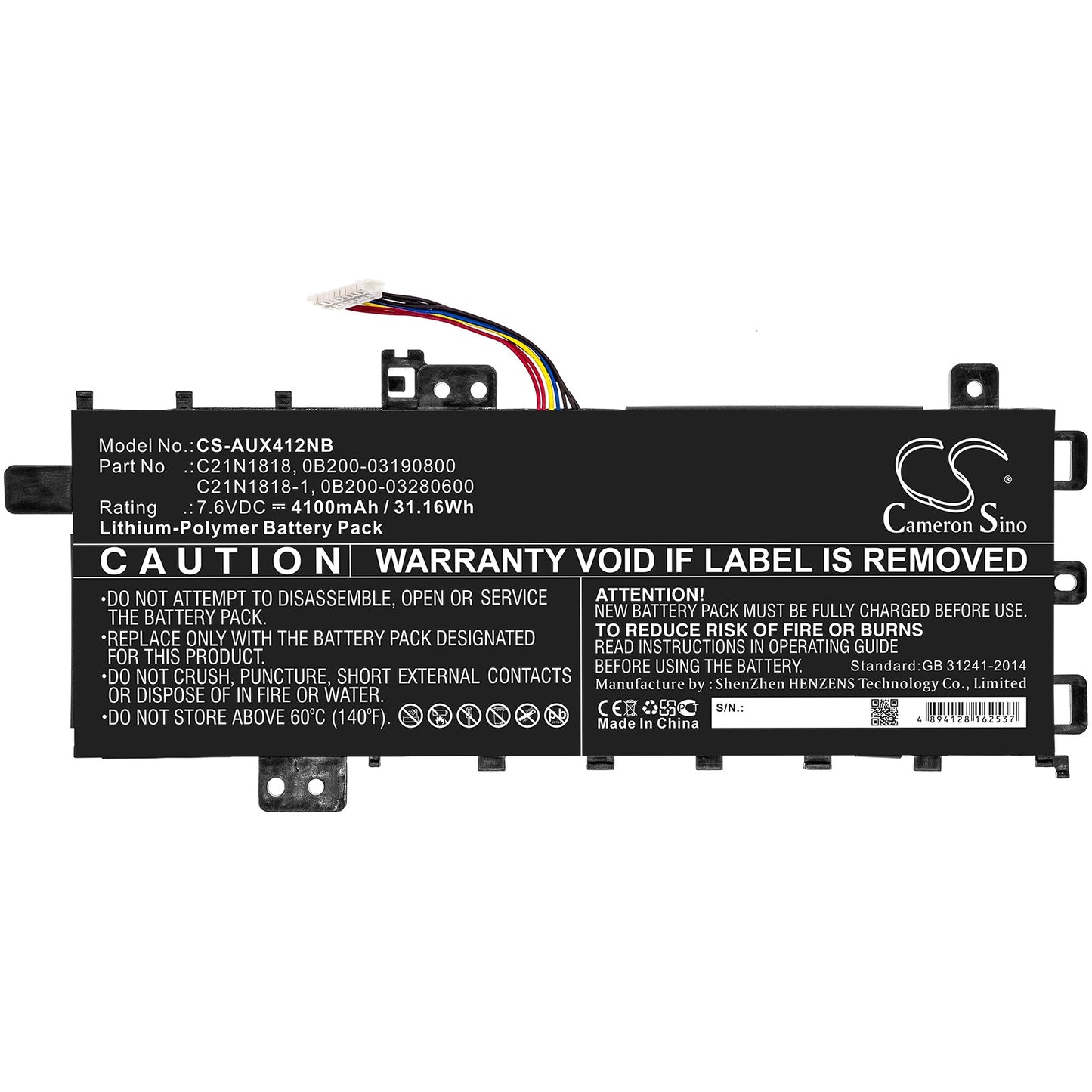 Replacement Battery for Asus  A412FA – Notebook, Laptop – 4100mAh / 31.16Wh / 7.6V