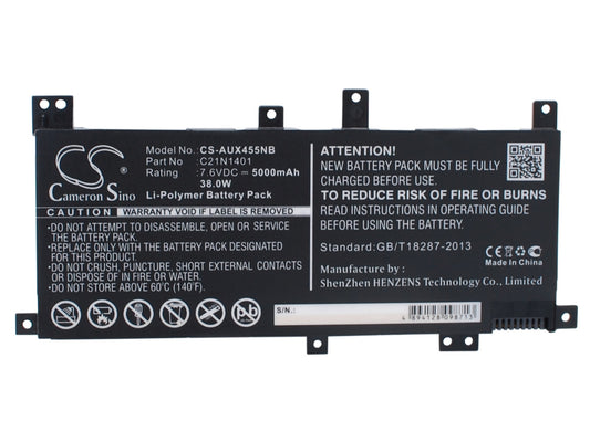 Replacement Battery for Asus X455LA – Notebook, Laptop – 5000mAh / 7.6V
