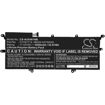 Replacement Battery for Asus  UX461 – Notebook, Laptop – 4850mAh / 55.87Wh / 11.52V