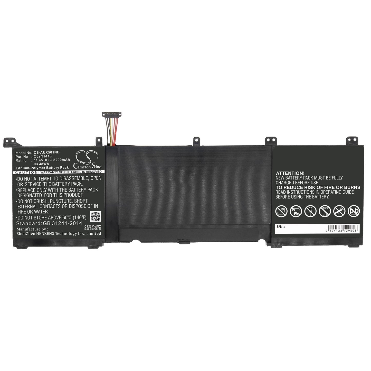 Replacement Battery for Asus  G501JW – Notebook, Laptop – 8200mAh / 93.48Wh / 11.4V