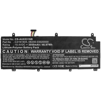 Replacement Battery for Asus  GX531 – Notebook, Laptop – 3050mAh / 46.97Wh / 15.4V