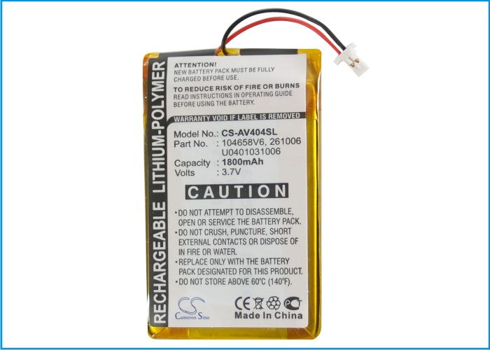 Replacement Battery for Archos AV404 – Media Player – 1800mAh / 3.7V