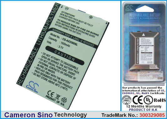 Replacement Battery for AnexTEX moboDA A3360 – PDA, Pocket PC – 1500mAh / 3.7V