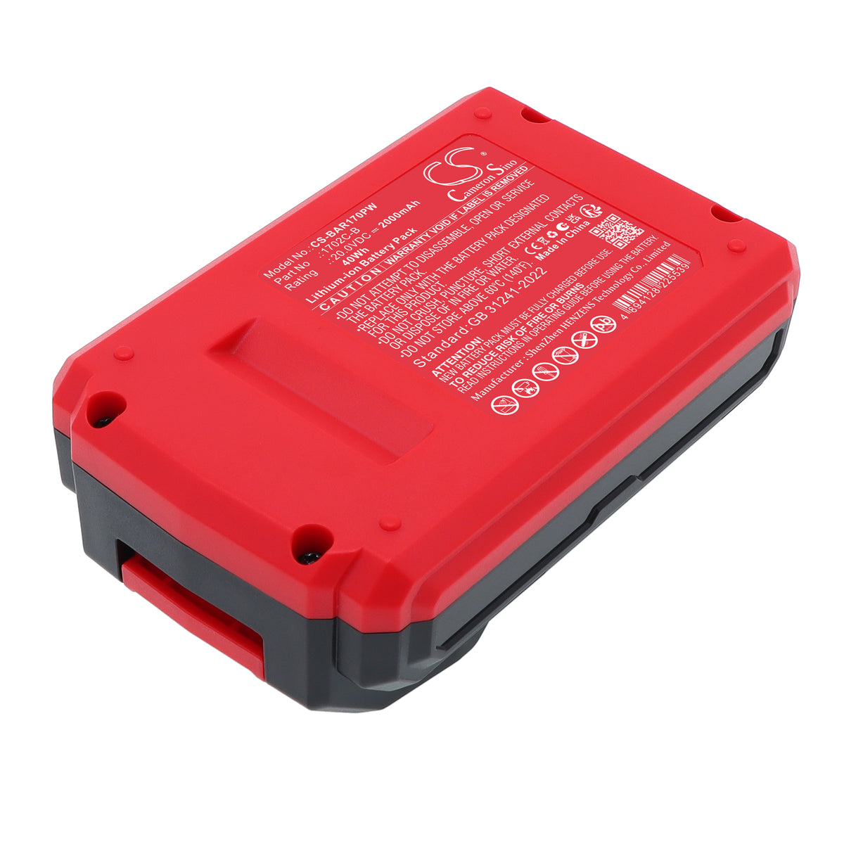 Replacement Battery for Bauer 1791C-B1 – Power Tool – 2000mAh / 20.0V