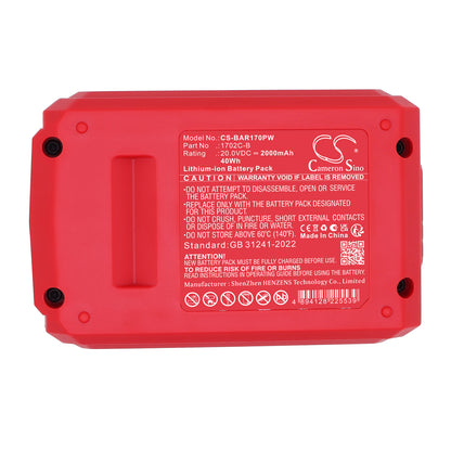 Replacement Battery for Bauer 1791C-B1 – Power Tool – 2000mAh / 20.0V