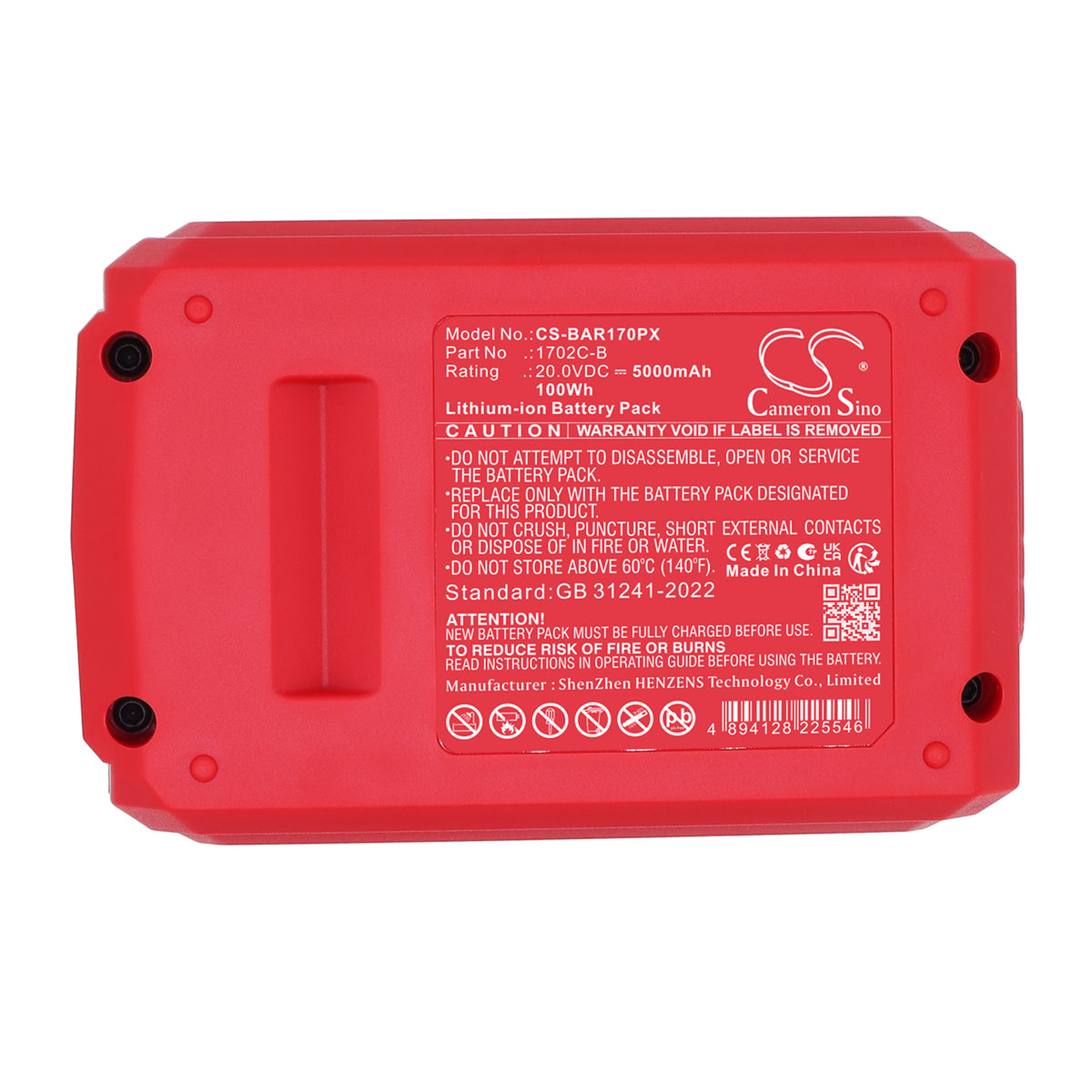 Replacement Battery for Bauer 1791C-B1 – Power Tool – 5000mAh / 20.0V